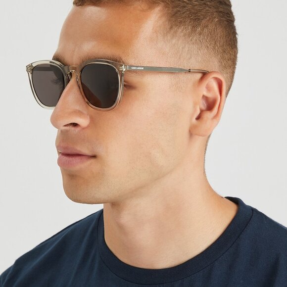 Saint Laurent SL360 005 Sunglasses Transparent Brown Square Frame, Black Lenses - Picture 2 of 11